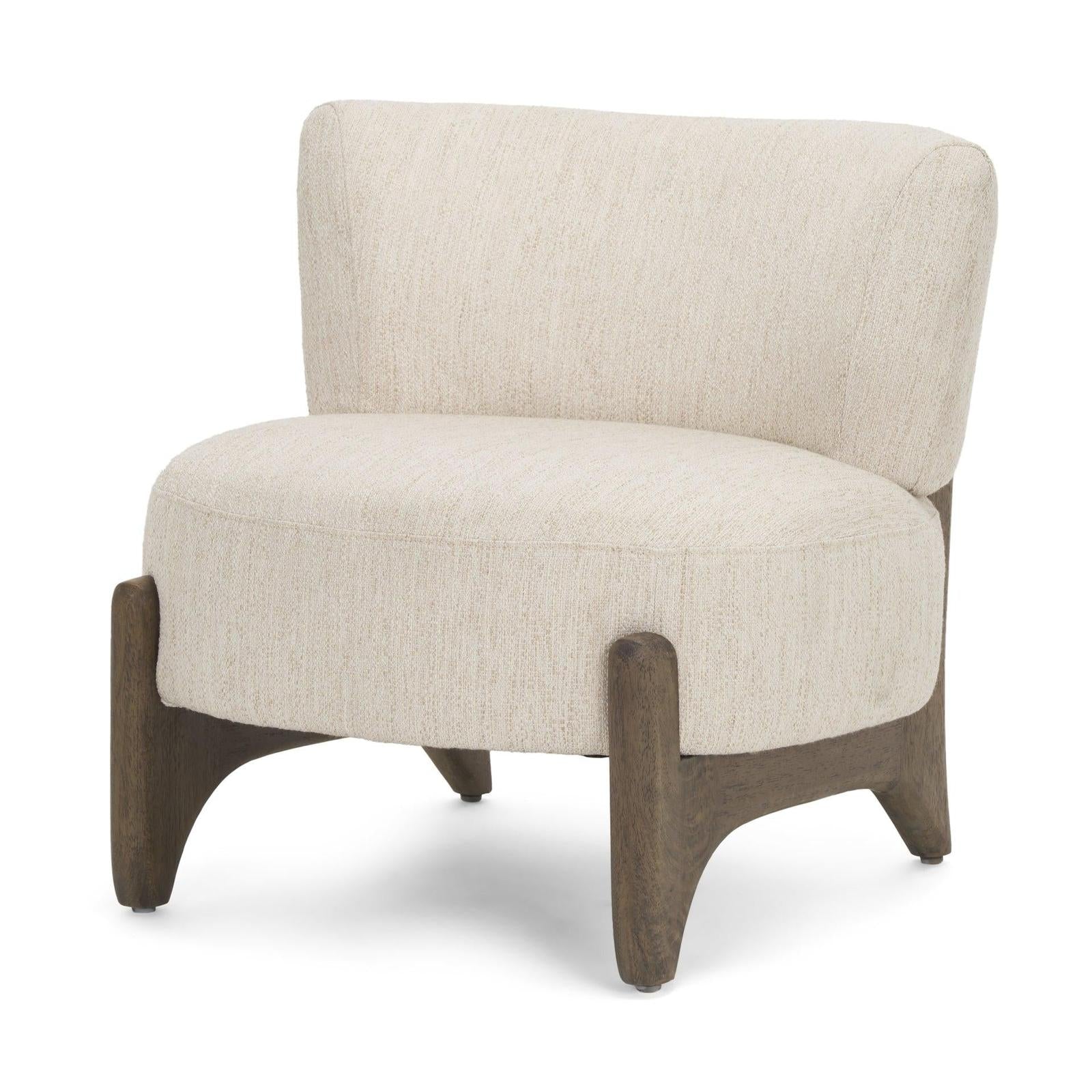 Mercana Vyra Dark Brown Wood w/ Cream Fabric Accent Chair Clearance