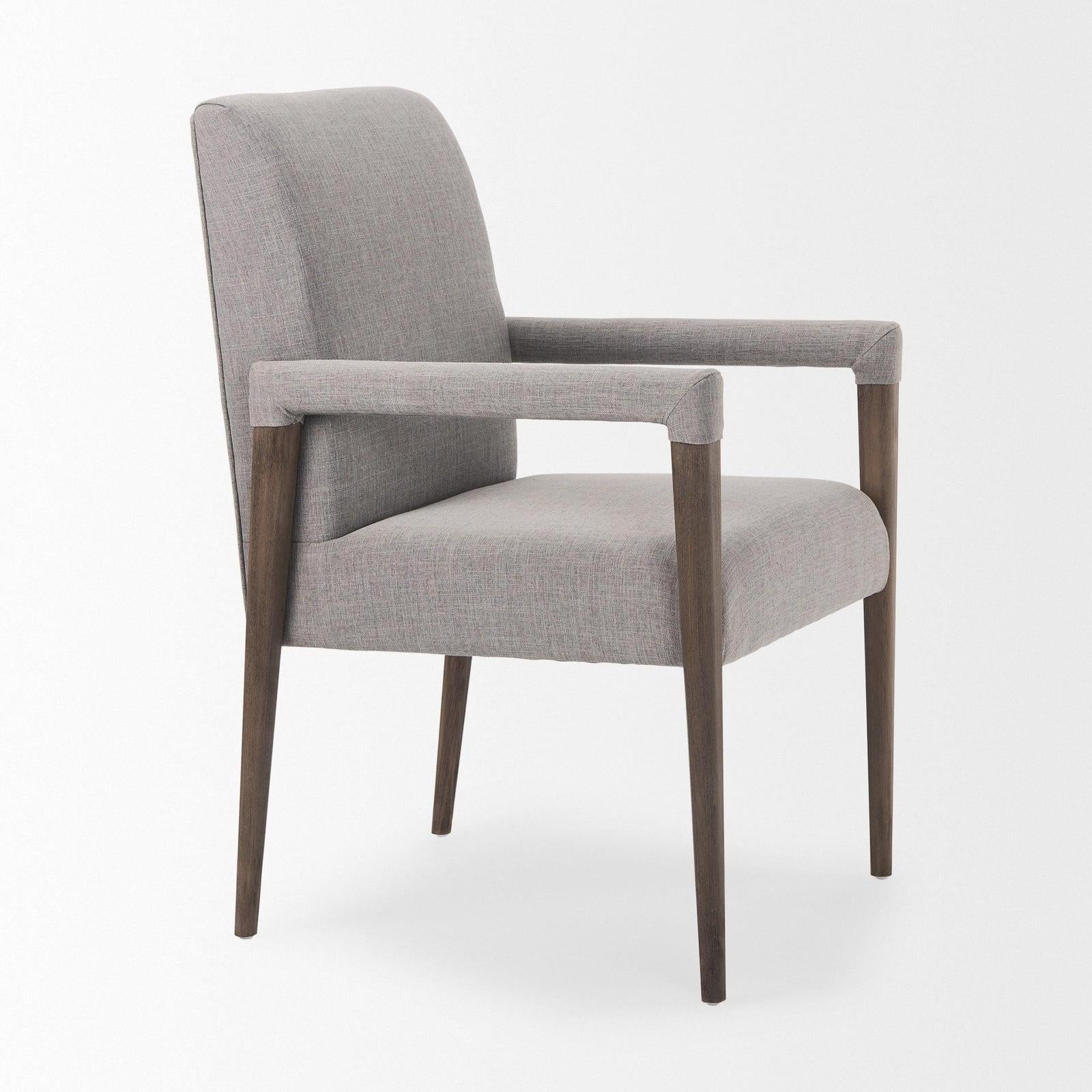 Mercana Palisades Fabric Wrap Brown Wood Frame Dining Chair