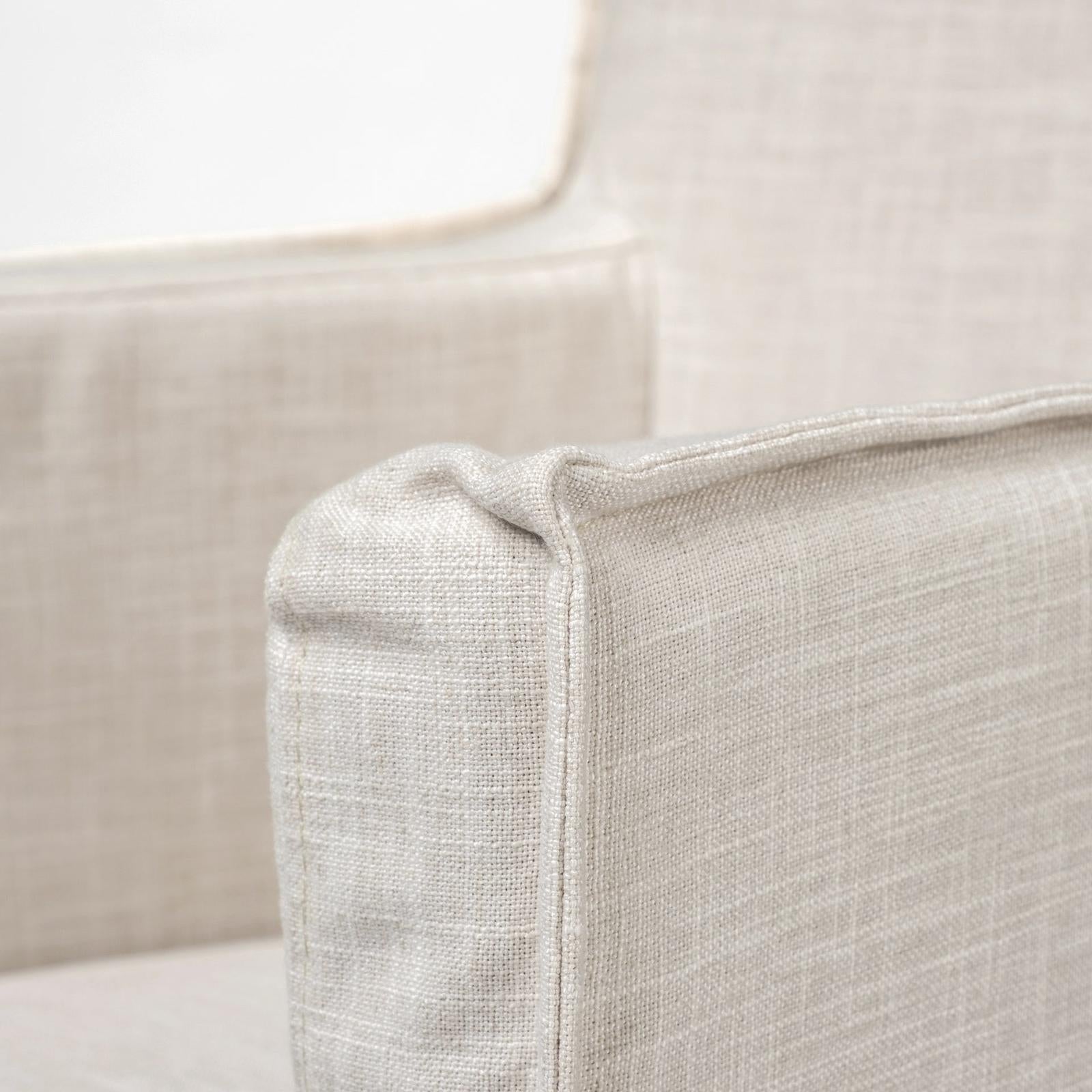 Mercana Elbert Cream Fabric Slip-Cover Brown Wood Frame Dining Chair