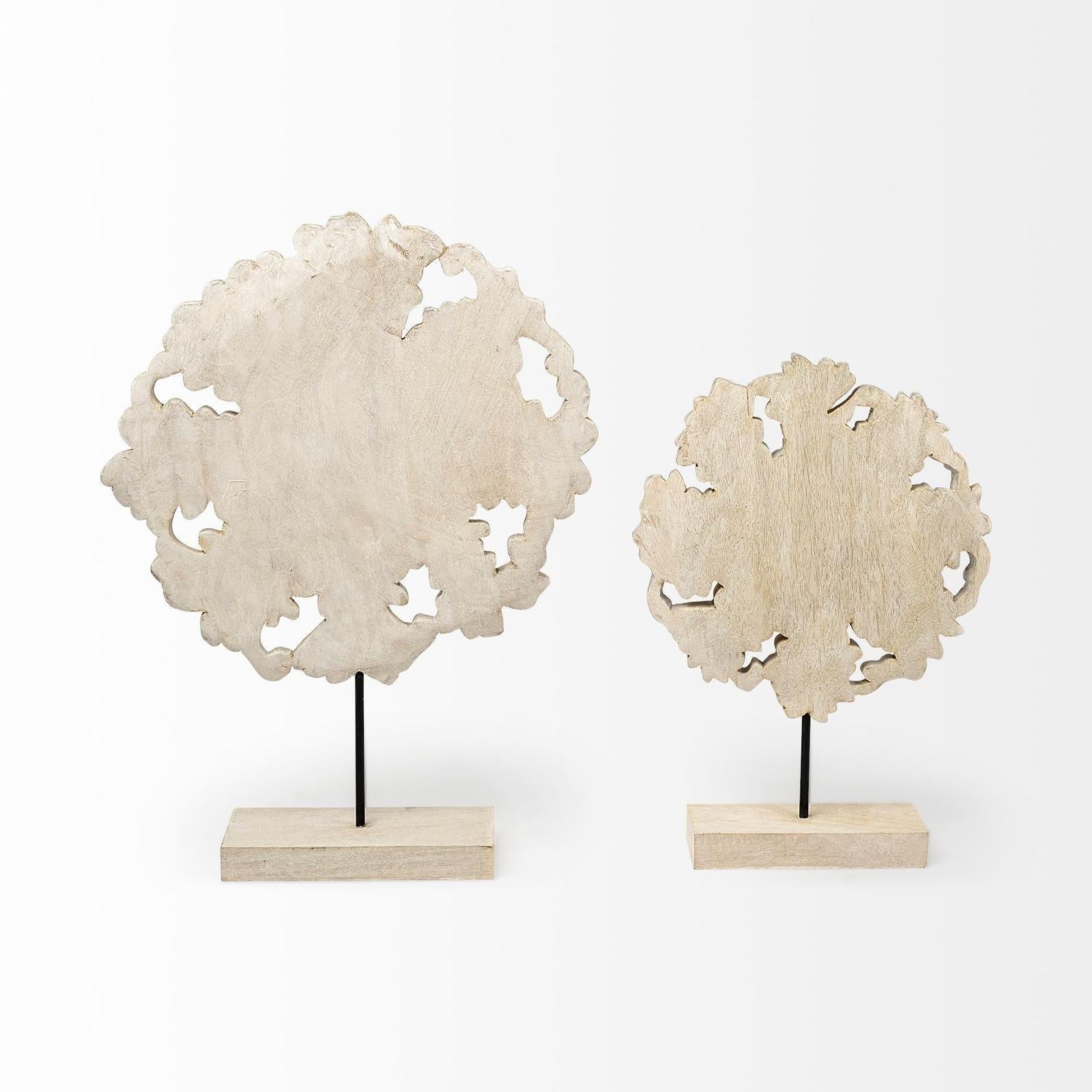 Mercana Kamara White Washed Wood W/Antiqued Silver Botanical Decorative Object Clearance