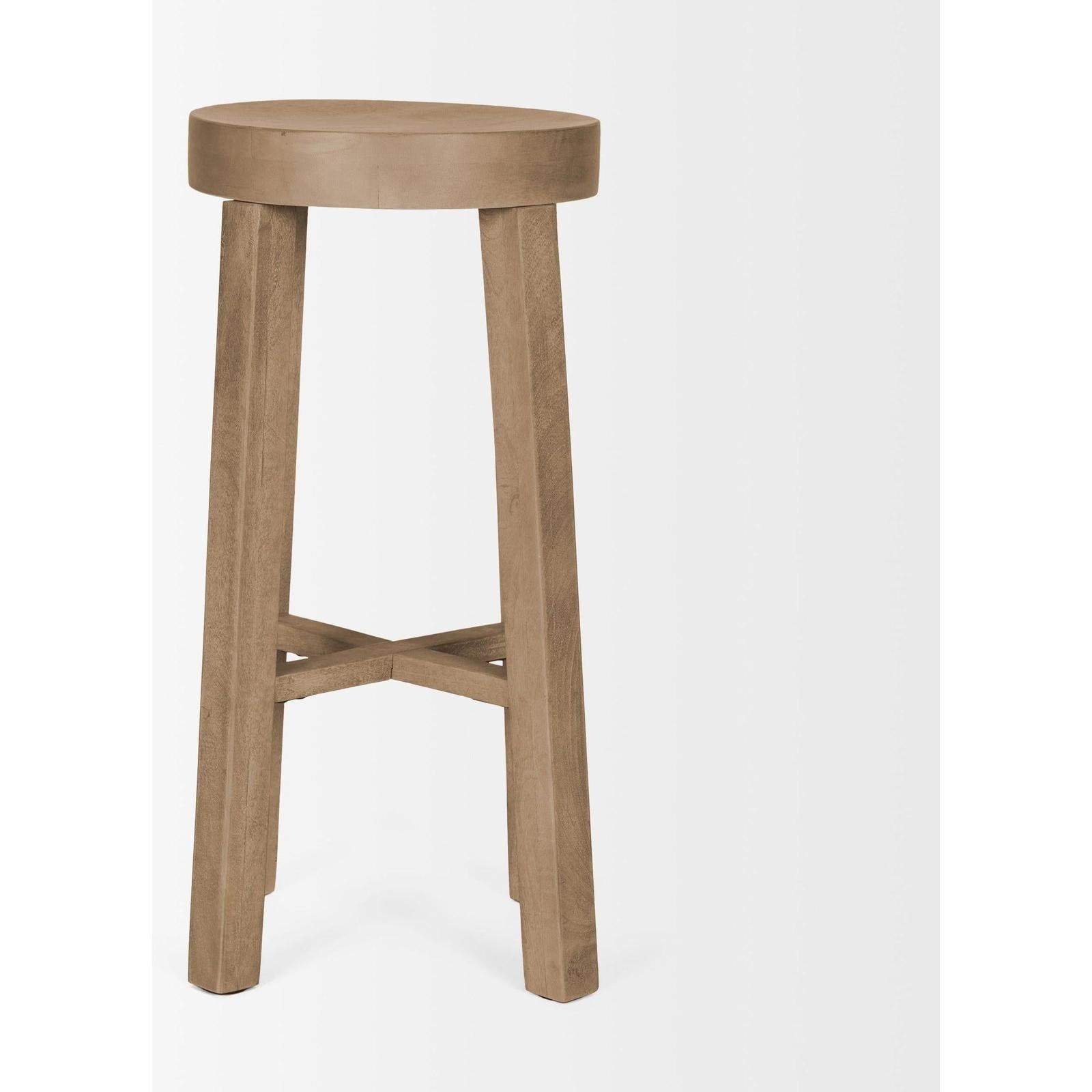 Mercana Brahma White Washed Wood Stool