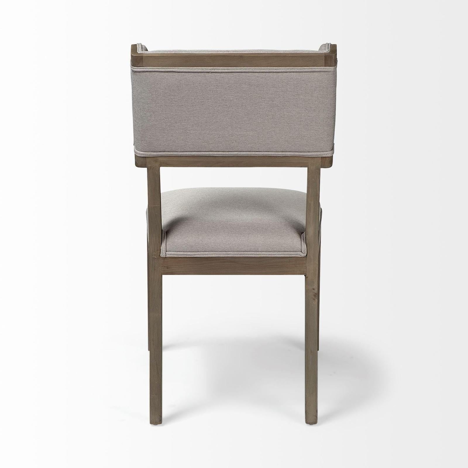 Mercana Tenton Grey Fabric Wrap Brown Wooden Base Dining Chair Clearance