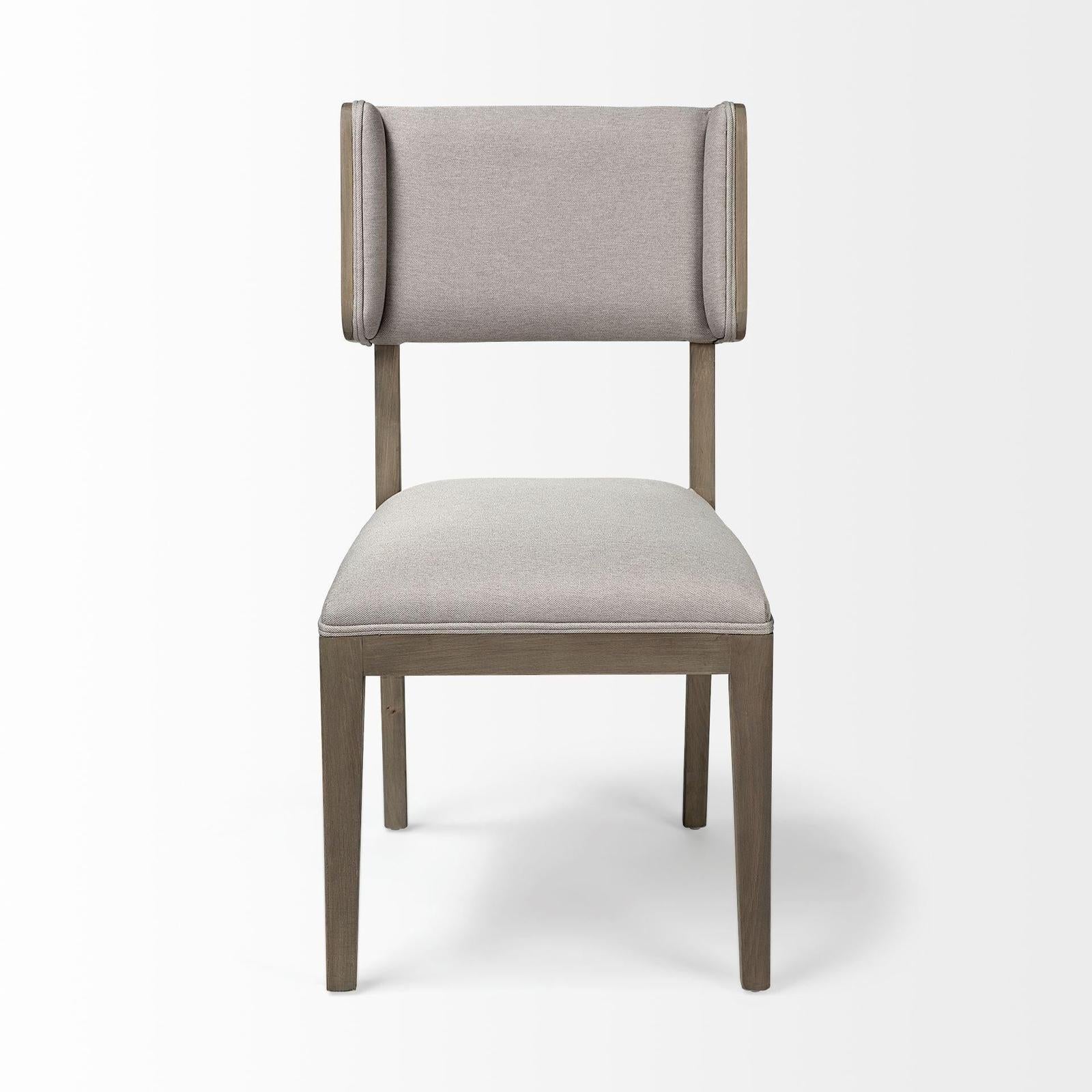 Mercana Tenton Grey Fabric Wrap Brown Wooden Base Dining Chair Clearance