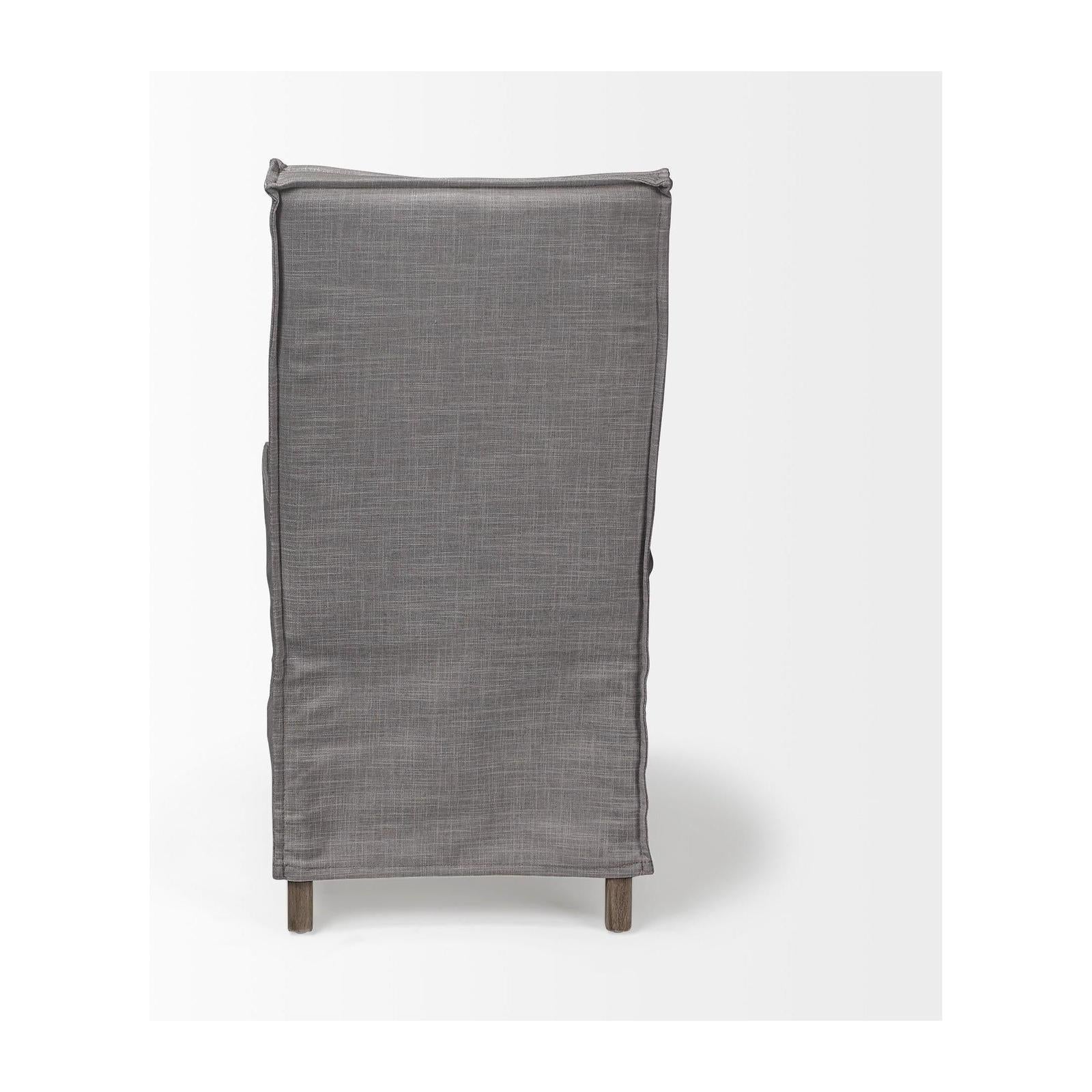 Mercana Elbert Fabric Slip-Cover Brown Wooden Base Dining Chair