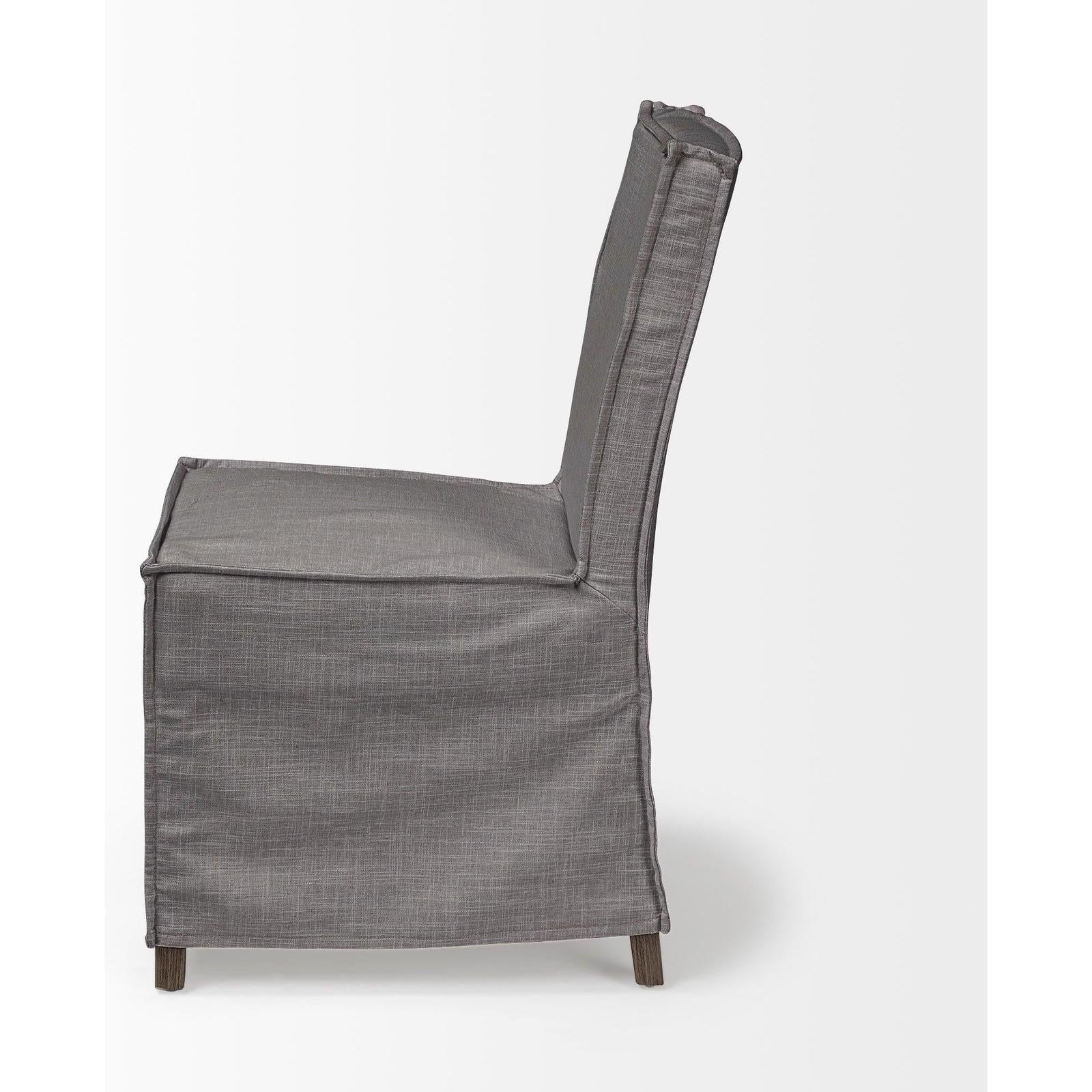 Mercana Elbert Fabric Slip-Cover Brown Wooden Base Dining Chair