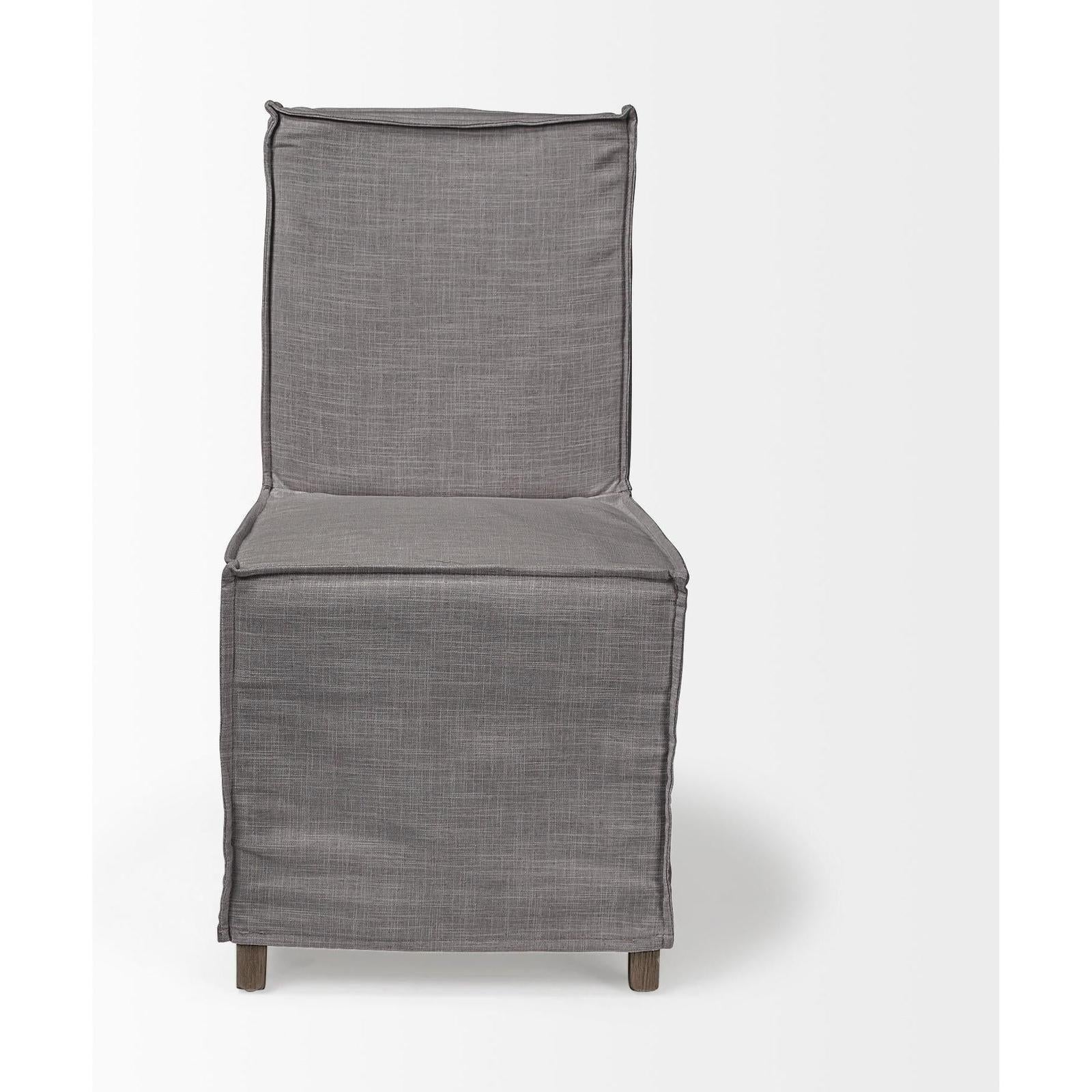 Mercana Elbert Fabric Slip-Cover Brown Wooden Base Dining Chair