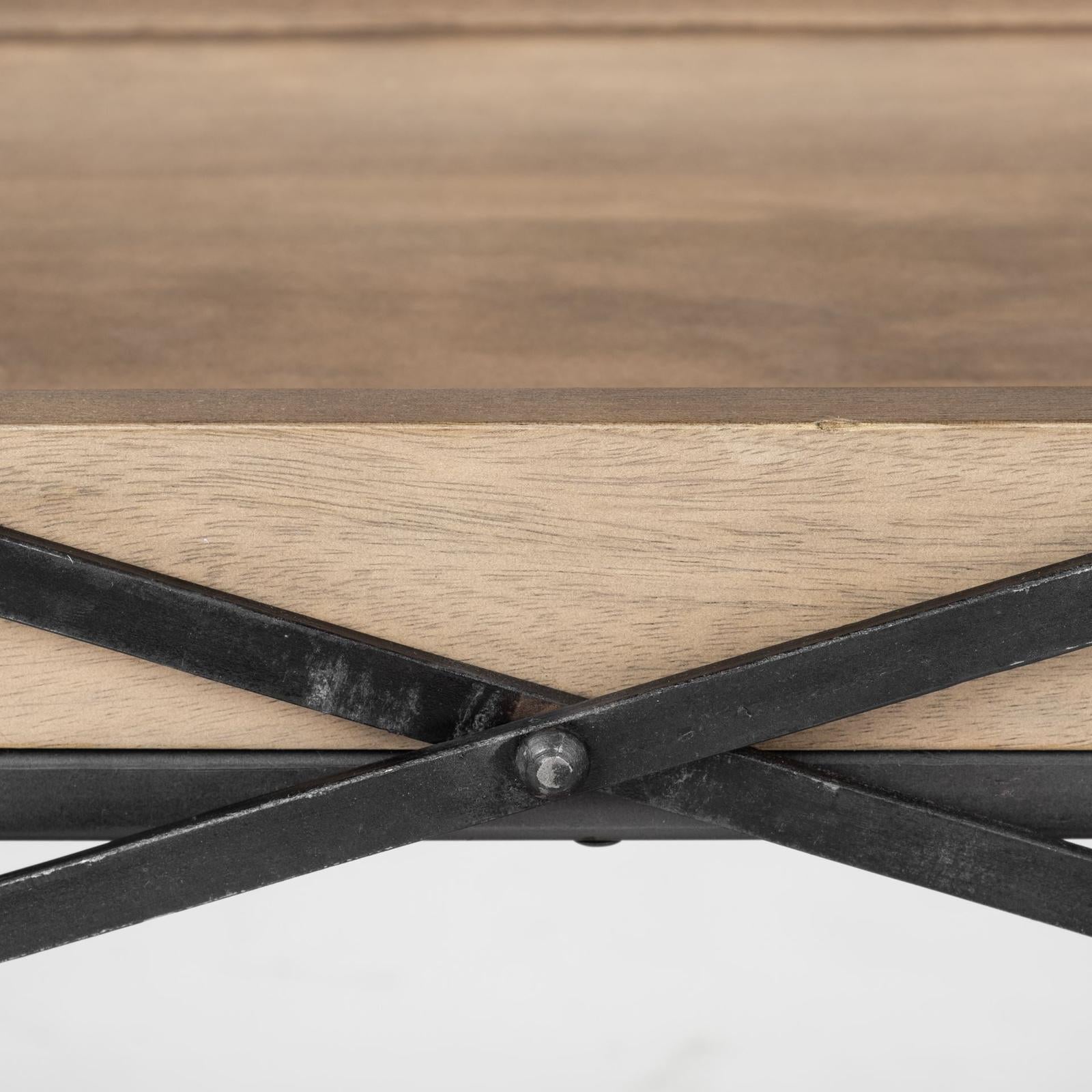 Mercana Trey Brown Wood and Black Iron Console Table