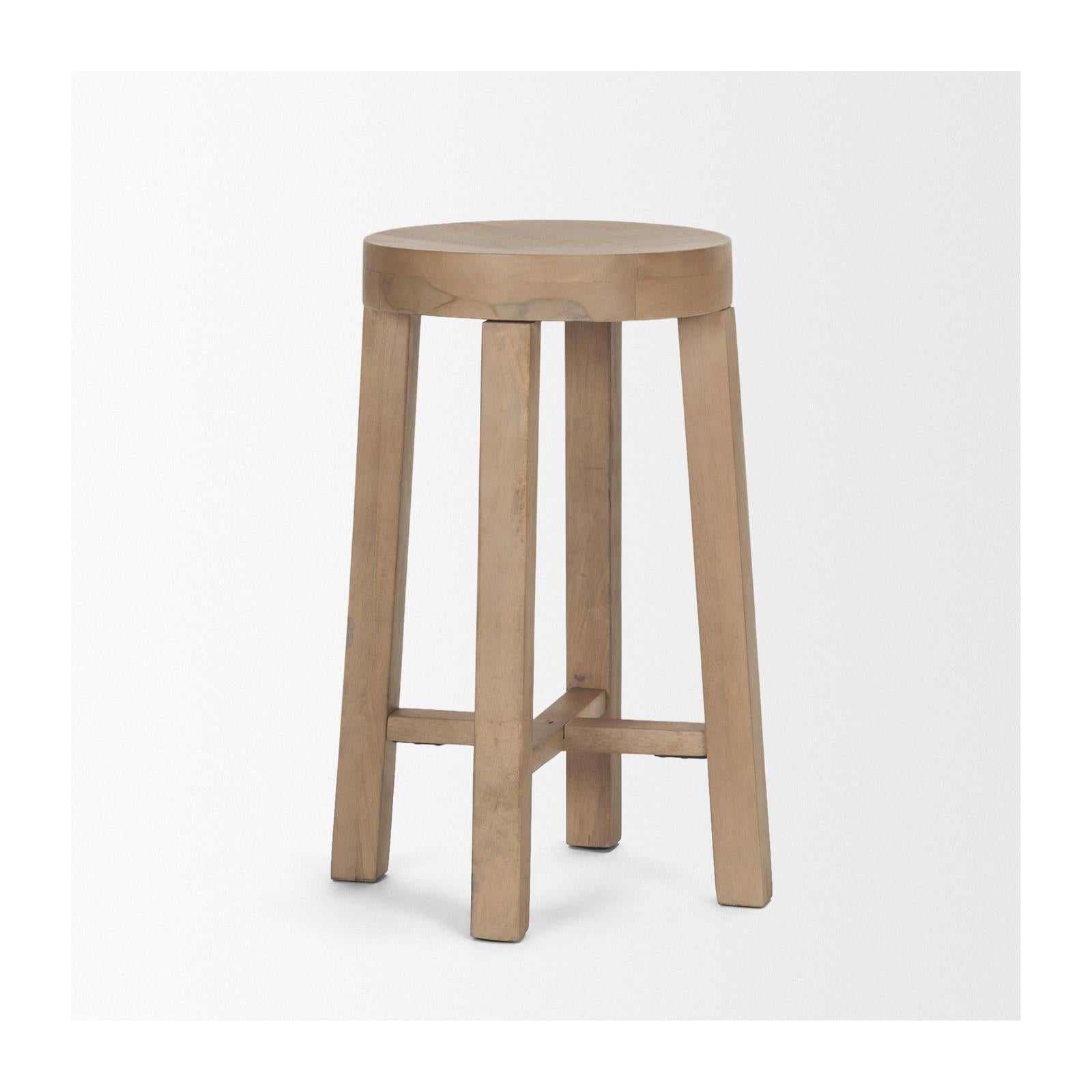 Mercana Brahma White Washed Wood Stool
