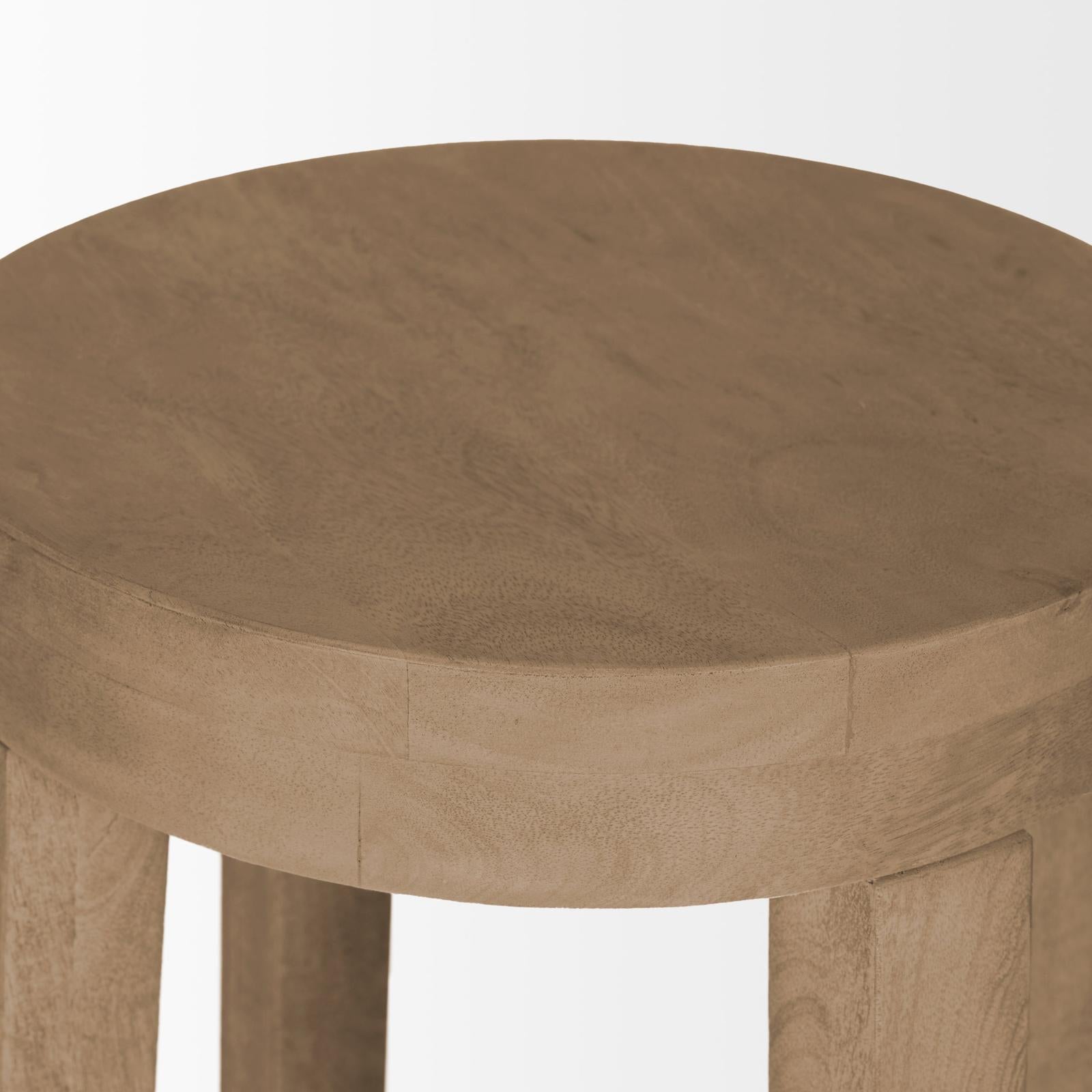 Mercana Brahma White Washed Wood Stool