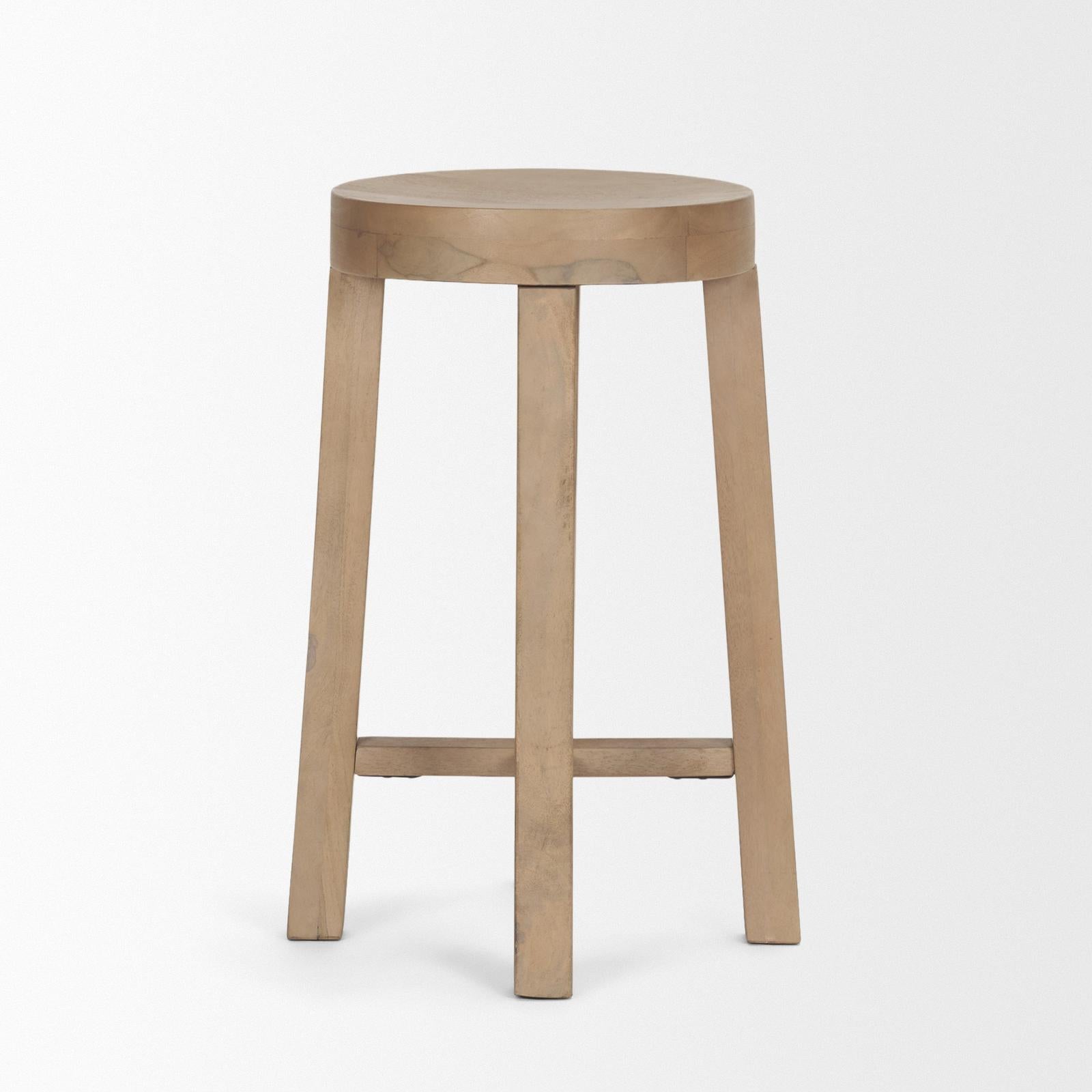 Mercana Brahma White Washed Wood Stool