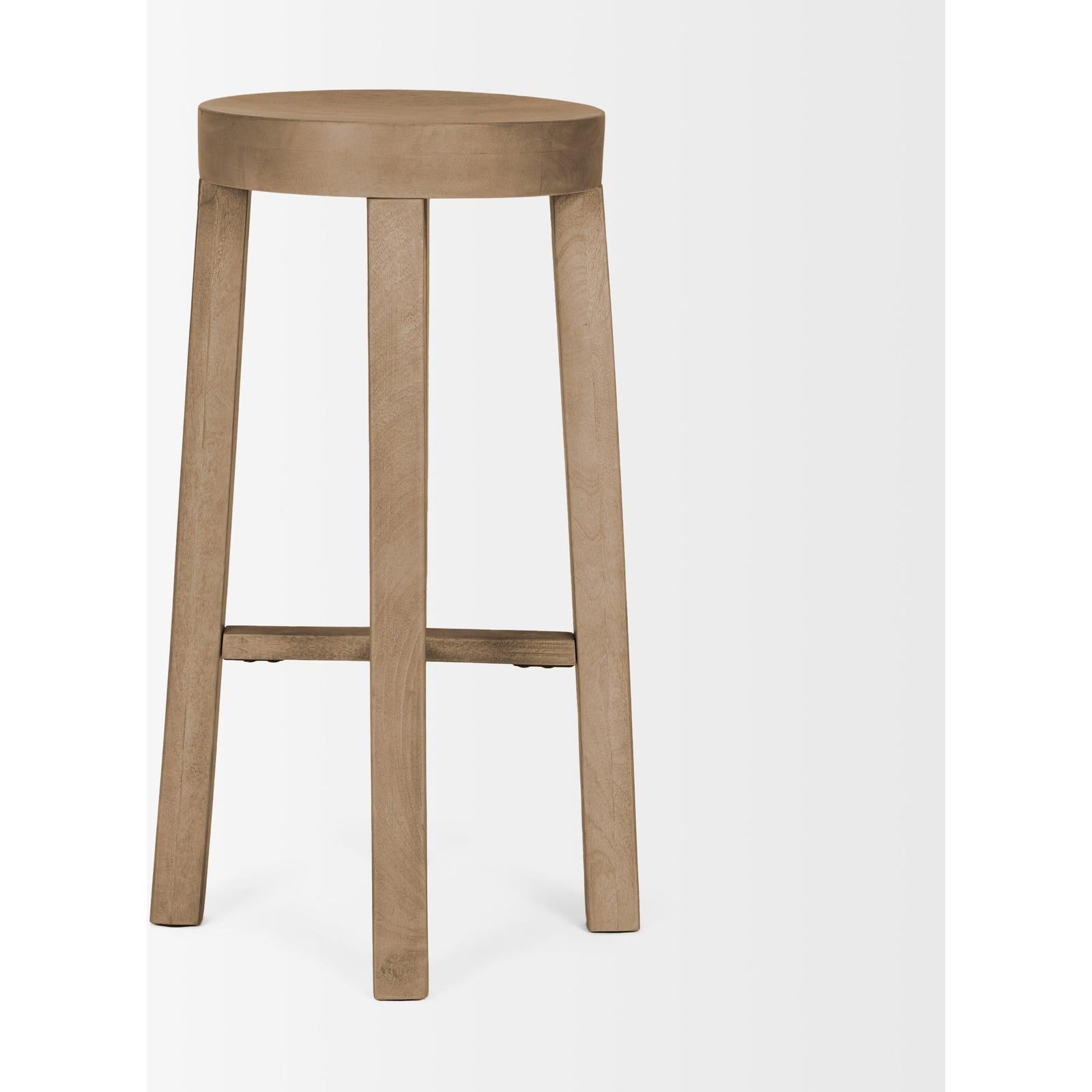 Mercana Brahma White Washed Wood Stool
