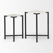 Mercana Lucas White Marble W/Black Iron Frame Accent Tables- Set of 2
