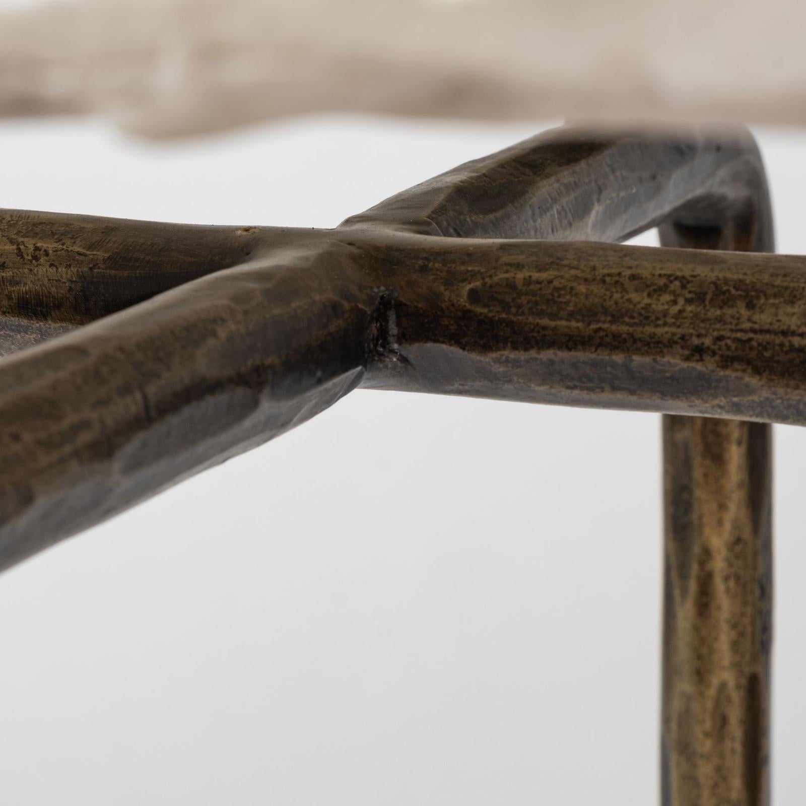 Mercana Pinera White Marble Top Gold-Toned Iron Base Console Table