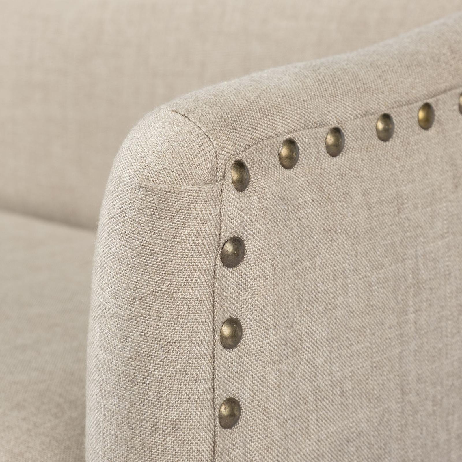 Mercana Bergen Beige Fabric Covered Seat W/Brown Wood Frame Accent Bench Clearance