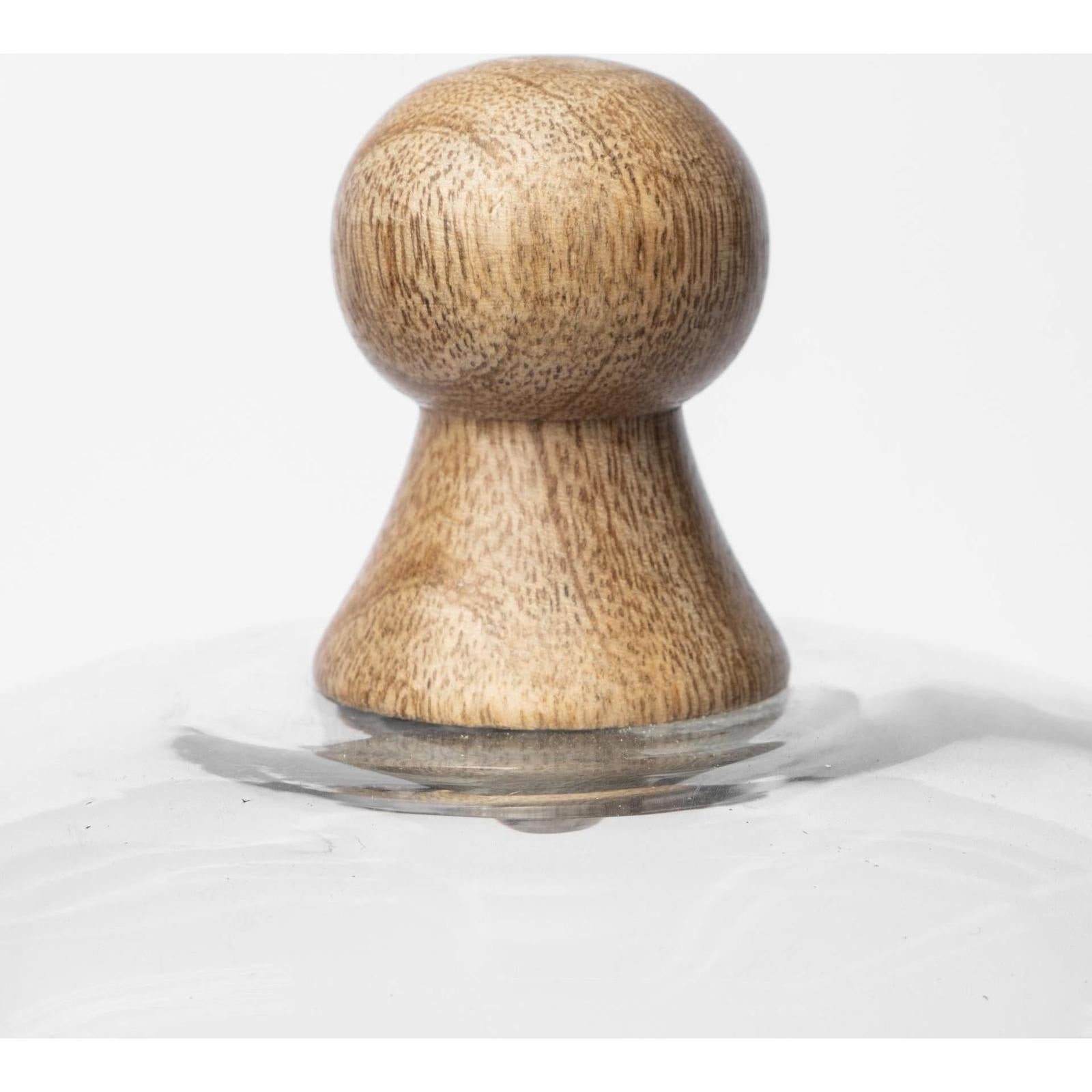 Mercana Campana Small Wooden/White Marble Base Glass Cloche