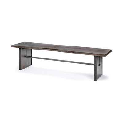 Mercana Ledger Brown Live-Edge Wooden Dining Bench