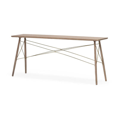 Mercana Kirby Brown Wooden Cross Braced Console Table Clearance