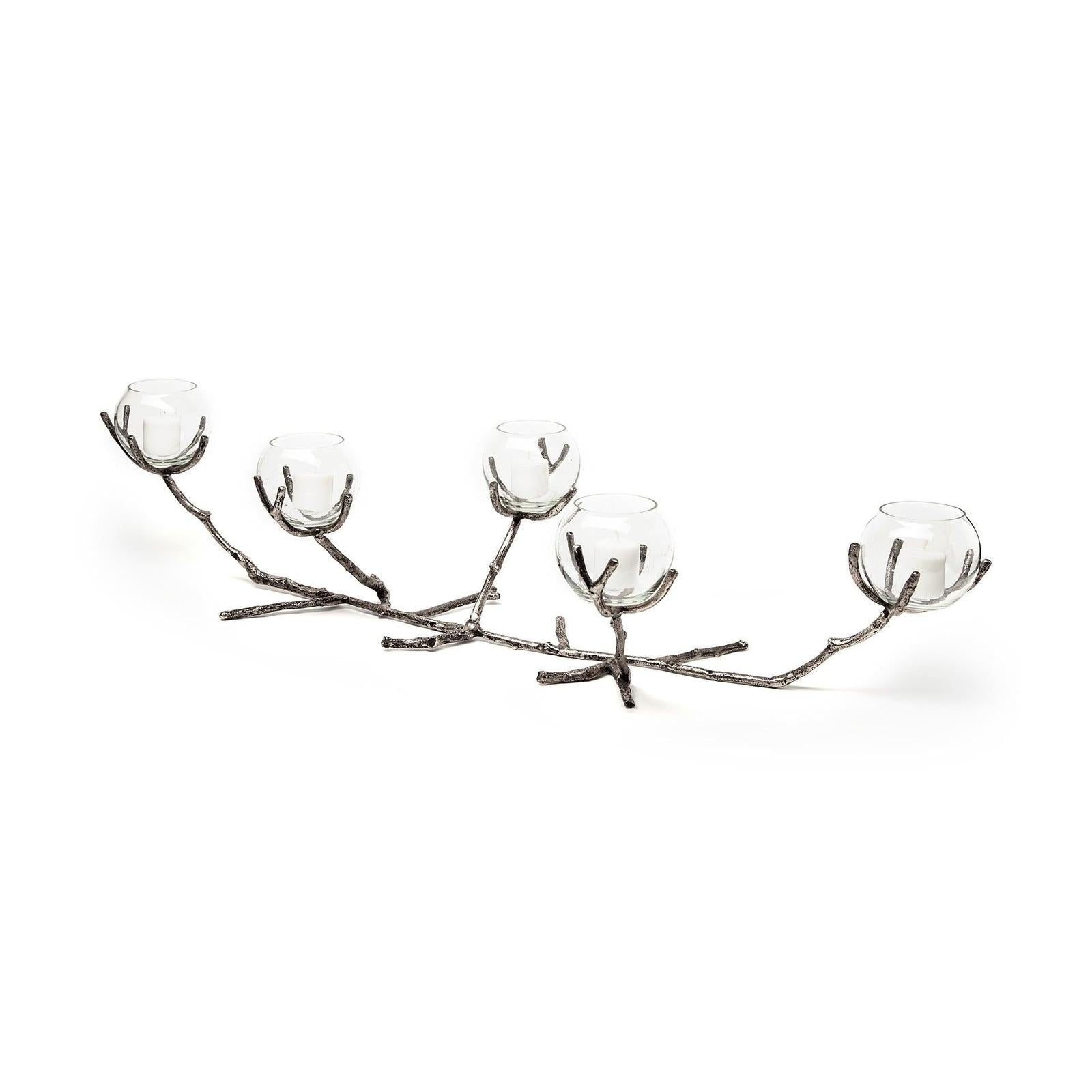 Mercana Vine Distressed Metal Creeper Five Candle Table Candle Holder