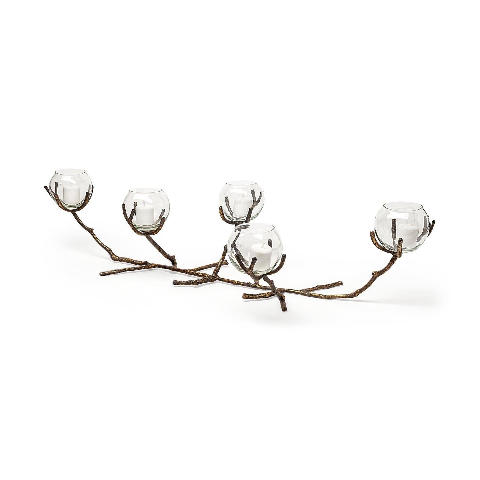 Mercana Vine Distressed Metal Creeper Five Candle Table Candle Holder