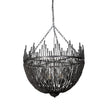 Mercana Liam Black Wooden Bead Bowl-Style Four Bulb Chandelier Clearance
