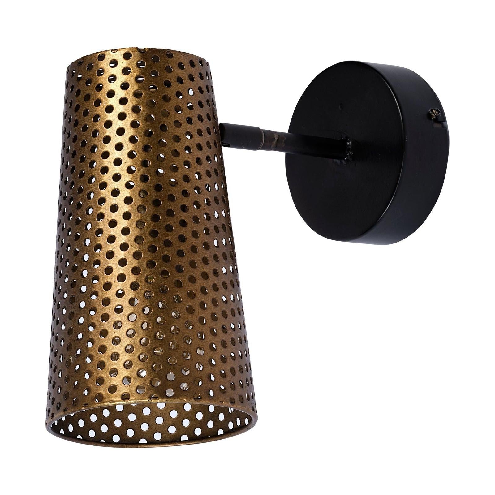 Mercana Wesley Gold Toned Perforated Metal Cone Wall Sconce Clearance