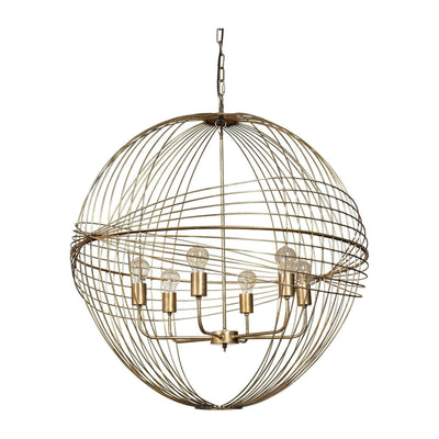 Mercana Chiron Gold Metal Globe Six Bulb Chandelier Clearance