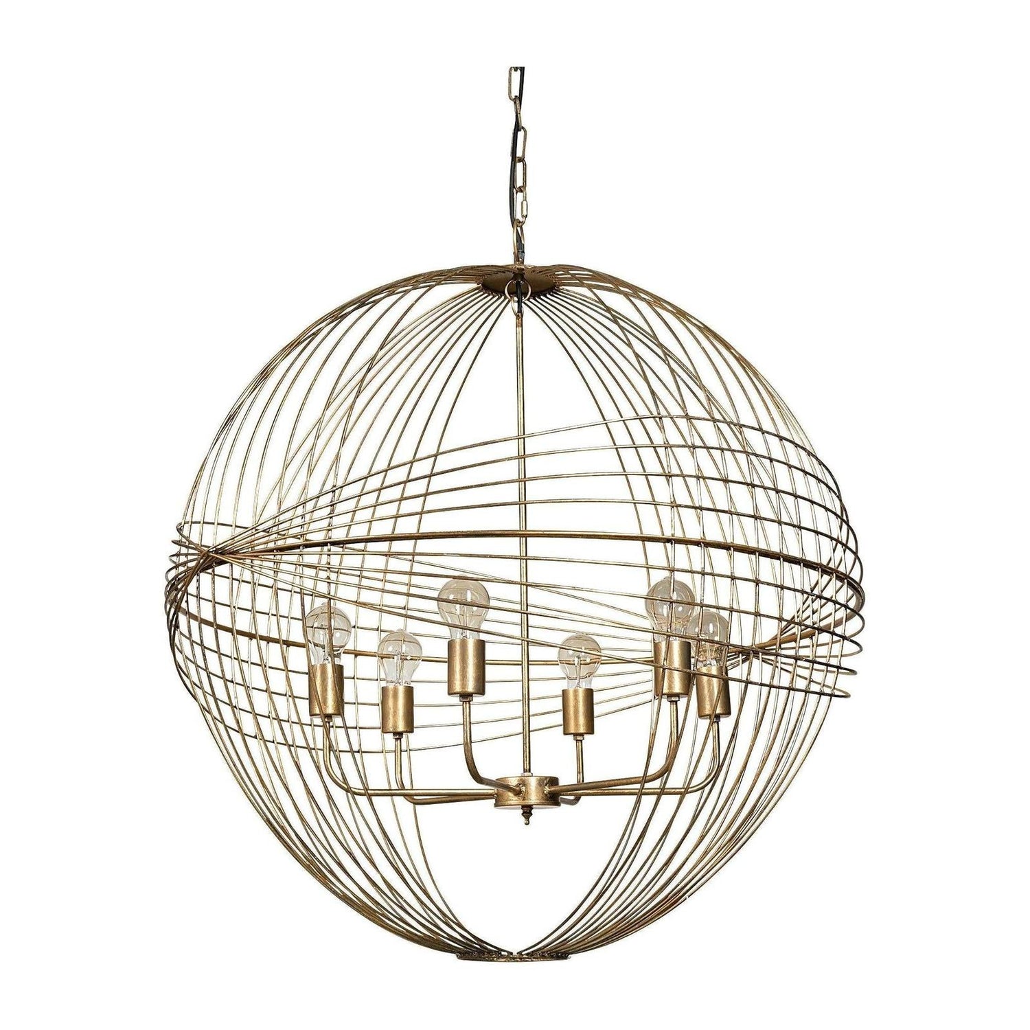 Mercana Chiron Gold Metal Globe Six Bulb Chandelier Clearance