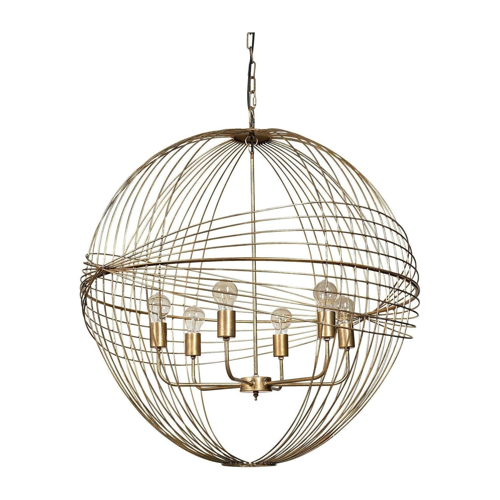 Mercana Chiron Gold Metal Globe Six Bulb Chandelier Clearance