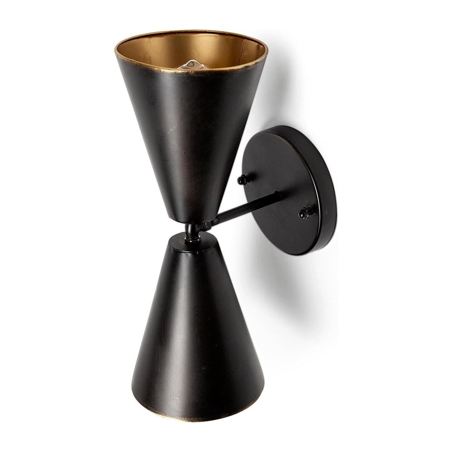 Mercana Eris Black Metal w/Gold Accent Double-Cone Wall Sconce Clearance