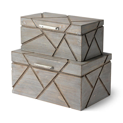 Mercana Niobe Gray Wooden Nesting Boxes- Set of 2 Clearance