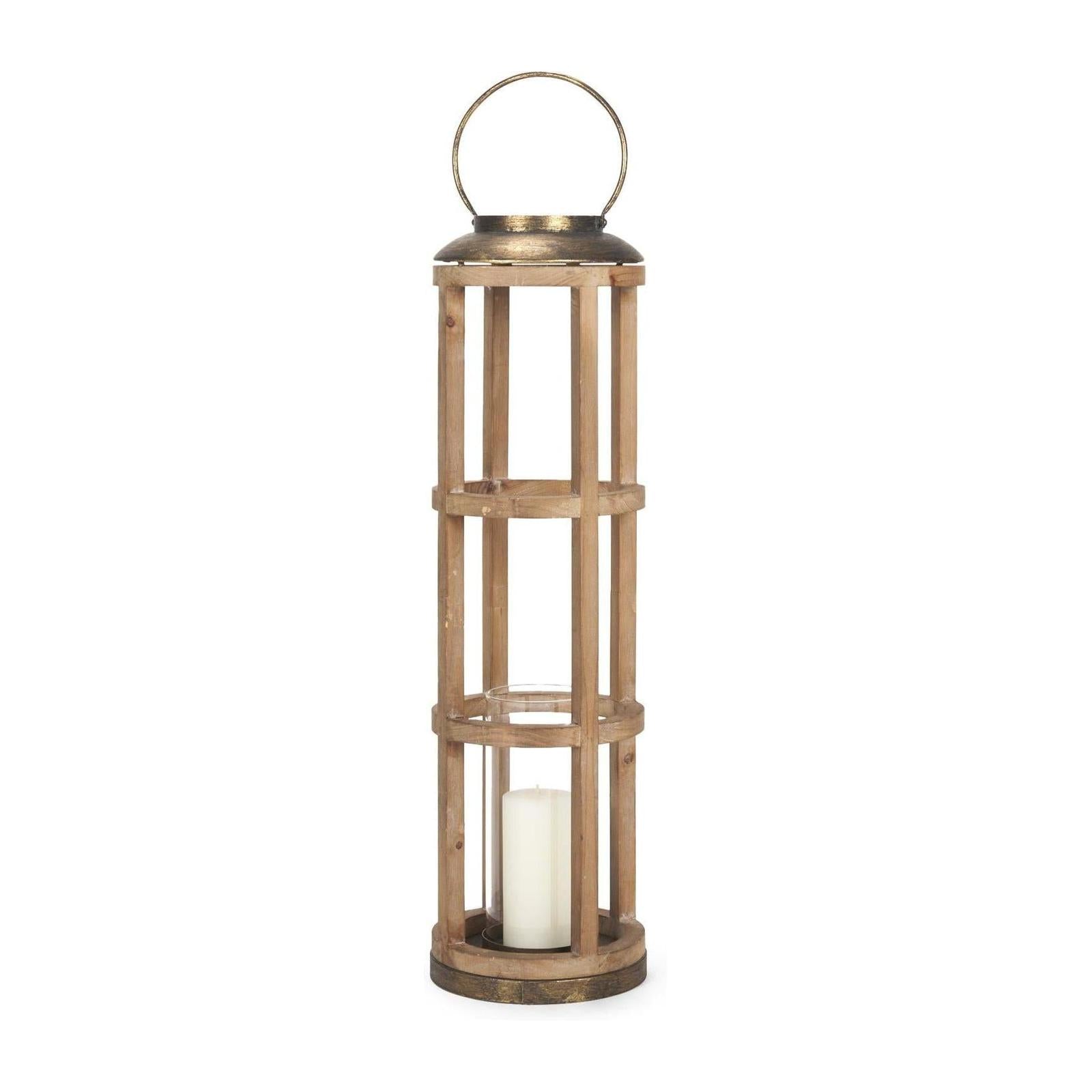 Mercana Andy Small Natural Wood Cylindrical Lantern Clearance