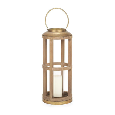 Mercana Andy Small Natural Wood Cylindrical Lantern