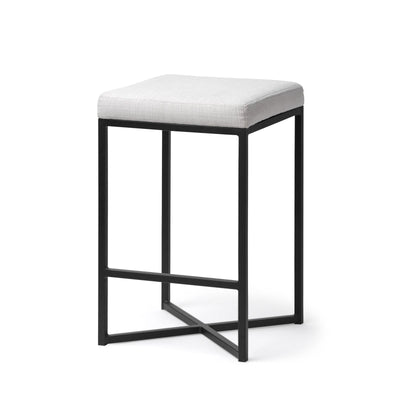 Mercana Frodo White Fabric Seat Black Metal Base Stool
