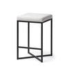 Mercana Frodo White Fabric Seat Black Metal Base Stool