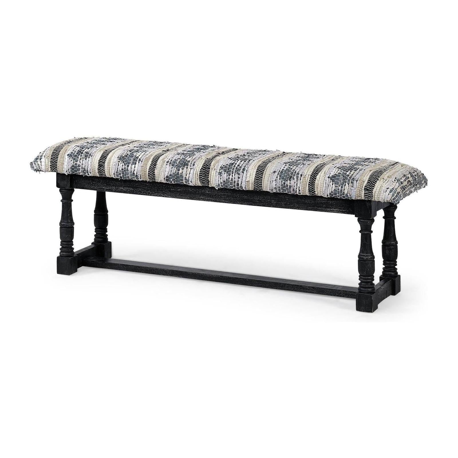 Mercana Denison Black Cushion Top W Black Wood Base Accent Bench Clearance