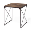 Mercana Trestman Square Top Medium Brown Wood and Iron Cross Braced End/Side Table Clearance