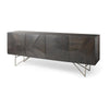 Mercana Darwin Brown Solid Wood Gold Metal Base 4 Cabinet Door Sideboard