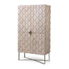 Mercana Excelsior Light Brown Wood Gold Iron Base Storage Cabinet