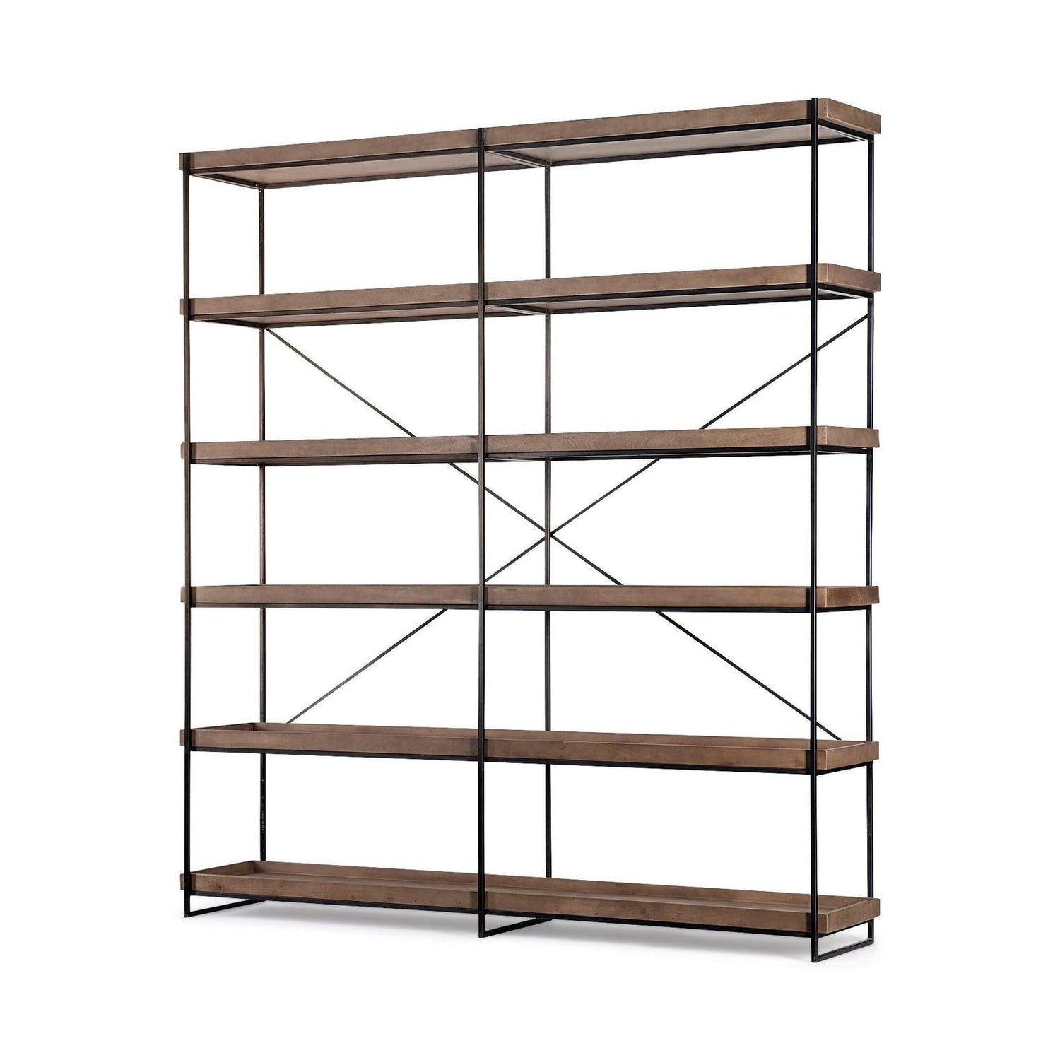 Mercana Trey Medium Brown Wood and Iron Five Tray Shelf Shelving Unit