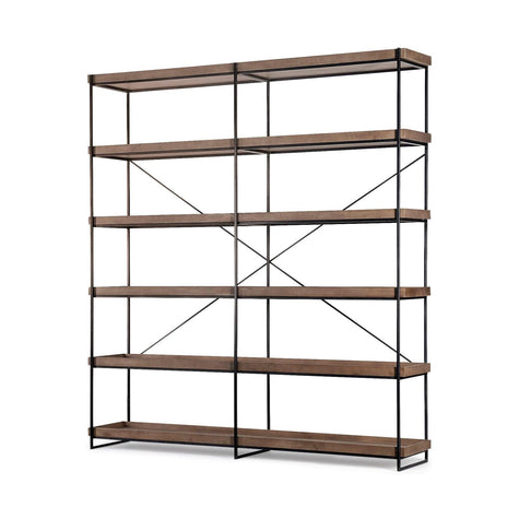 Mercana Trey Medium Brown Wood and Iron Five Tray Shelf Shelving Unit
