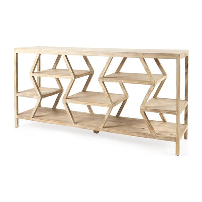 Mercana Dayton Natural Wooden Multi-Level Shelf Console Table Clearance