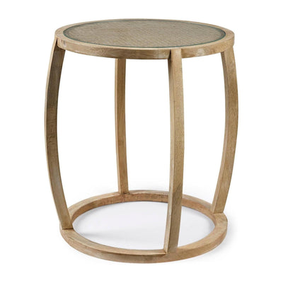 Mercana Hubbard Light Brown Wood Round Top W/Glass Accent Table