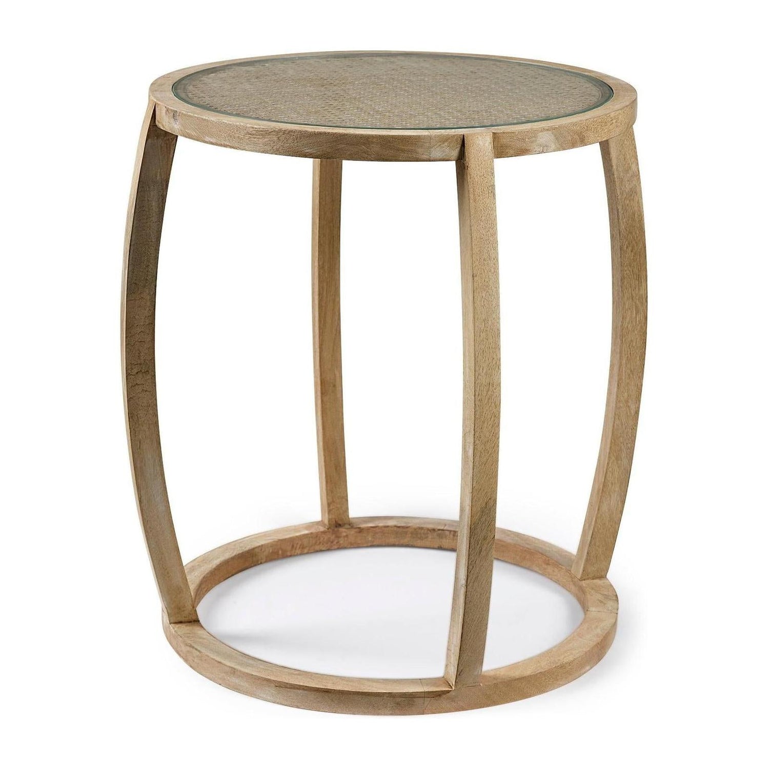 Mercana Hubbard Light Brown Wood Round Top W/Glass Accent Table