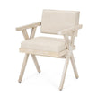 Mercana Topanga Cream Fabric Wrap Wooden Frame Dining Chair