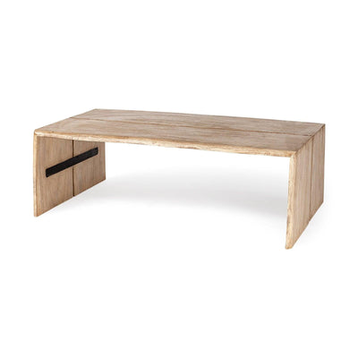 Mercana San Andreas 48x30.5 Rectangular Brown Solid Wood Top and Base Coffee Table Clearance