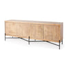 Mercana Cairo Brown Solid Wood Black Metal Base 4 Door Cabinet Sideboard