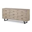 Mercana Giselle Brown Fir Veneer W/Black Metal Leg 9 Drawer Sideboard Clearance