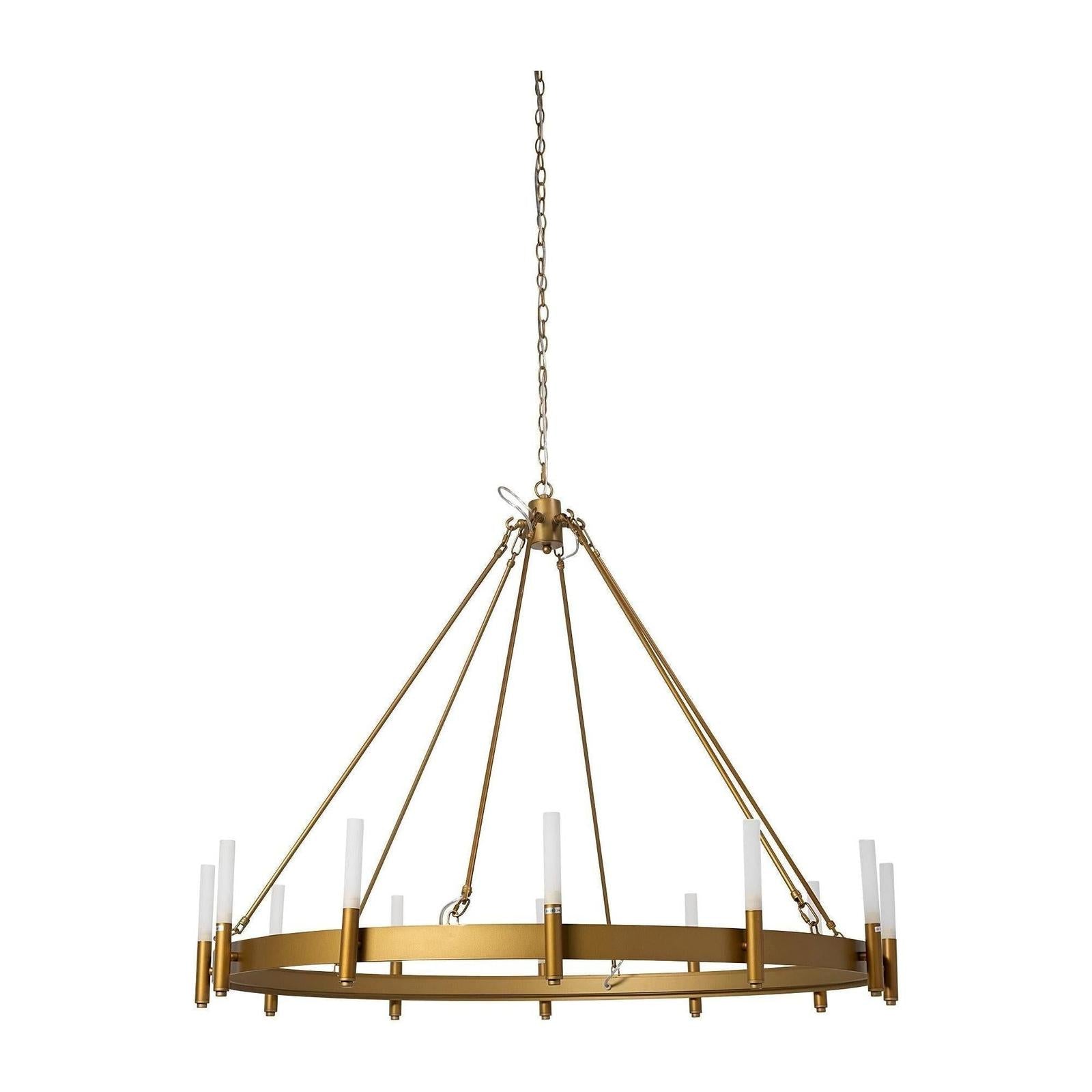 Mercana Decamp Metal Chassis Glass Tube Twelve Light Chandelier