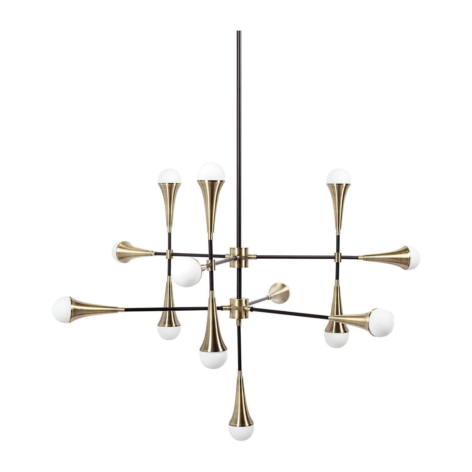 Mercana Decarlo Black/Gold Metal Multi-Arm Thirteen Light Chandelier Clearance