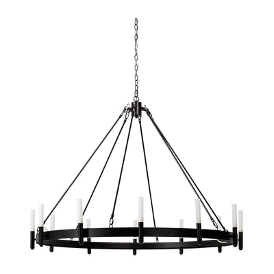 Mercana Decamp Metal Chassis Glass Tube Twelve Light Chandelier